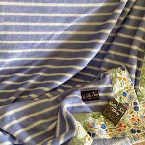 Matilda Jane Truth or Dare Blue and White Stripe Fleece Throw.